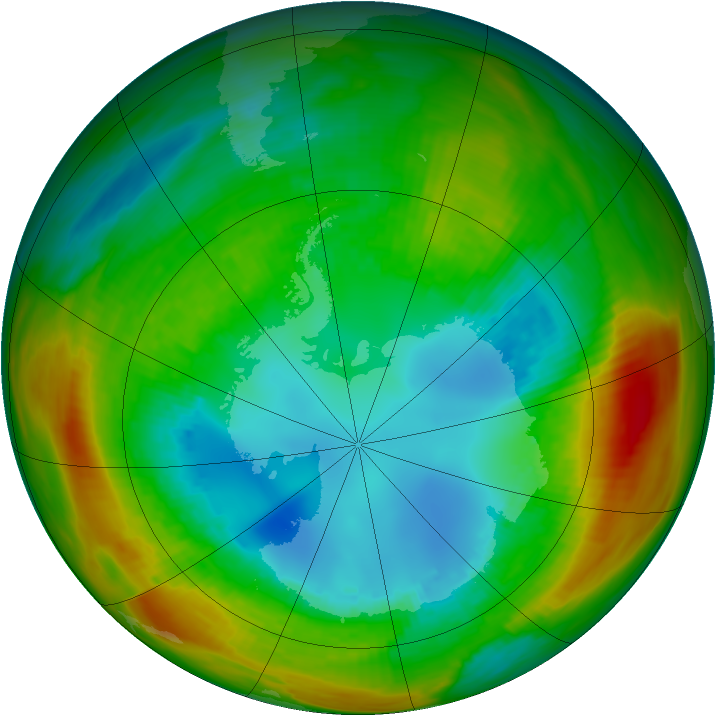 Antarctic ozone map for 16 August 1981